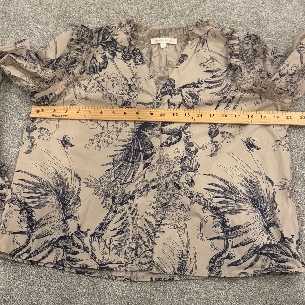 LOVE THE LABEL jessie top in yaffe/ecru cotton poplin size small like new - Picture 10 of 12
